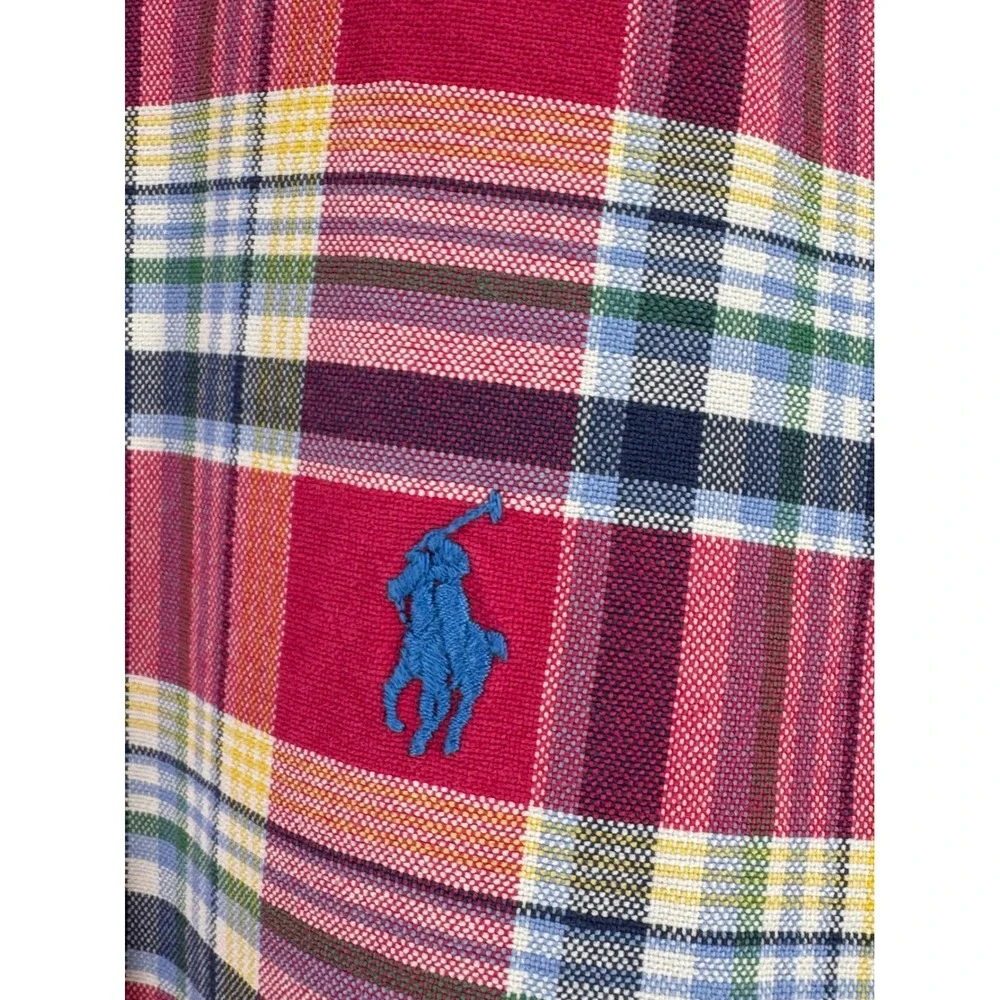 Ralph‎ Lauren Mens Classic Fit Red Plaid Cotton Button Down Shirt Large Long Slv